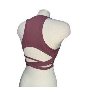 Halara High Neck Backless Racerback Cropped Tank Top Sz Medium Womens Burgundy M